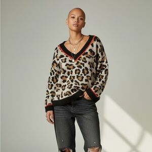 Streetwear Cozy Chic Leopard Varsity Plus size Sweater 2XL